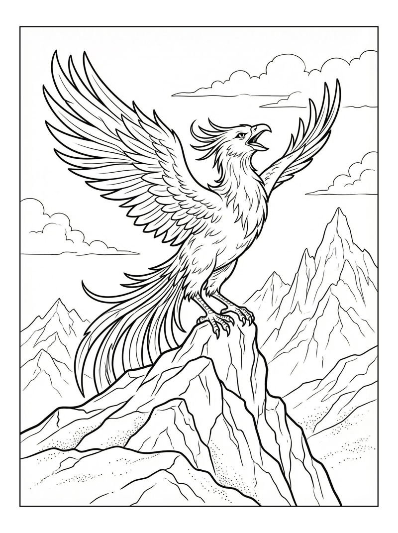 Phoenix Singing On Mountain Summit