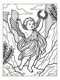 Baby Cupid Celebrating Among Olympus Ruins