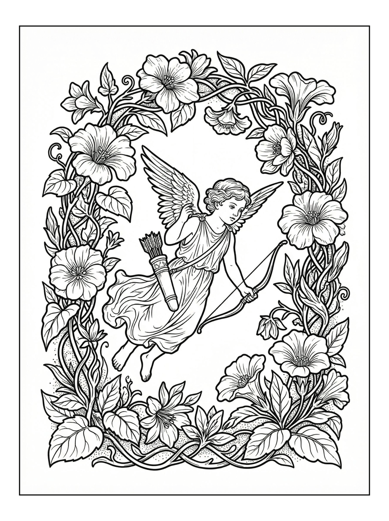 Curious Cupid Flying Floral Archway