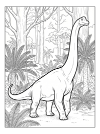 Young Brachiosaurus Wandering In Jurassic Forest