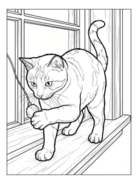 Calico Cat Playing On Window Sill