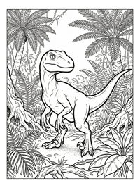 Raptor Dinosaur Standing Prehistoric Jungle
