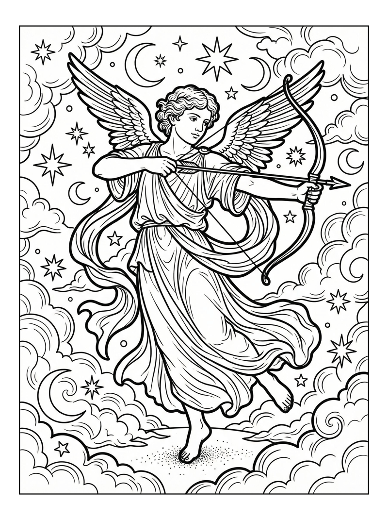 Archer Cupid Dancing In Celestial Sky