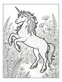 Celestial Unicorn Rearing In Meadow
