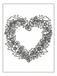 Heart Wreath With Flowers Stars Moons