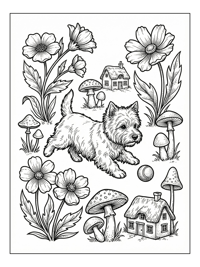 West Highland Terrier Plays In Garden