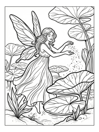 Water Fairy Sprinkles Dust Among Lily Pads