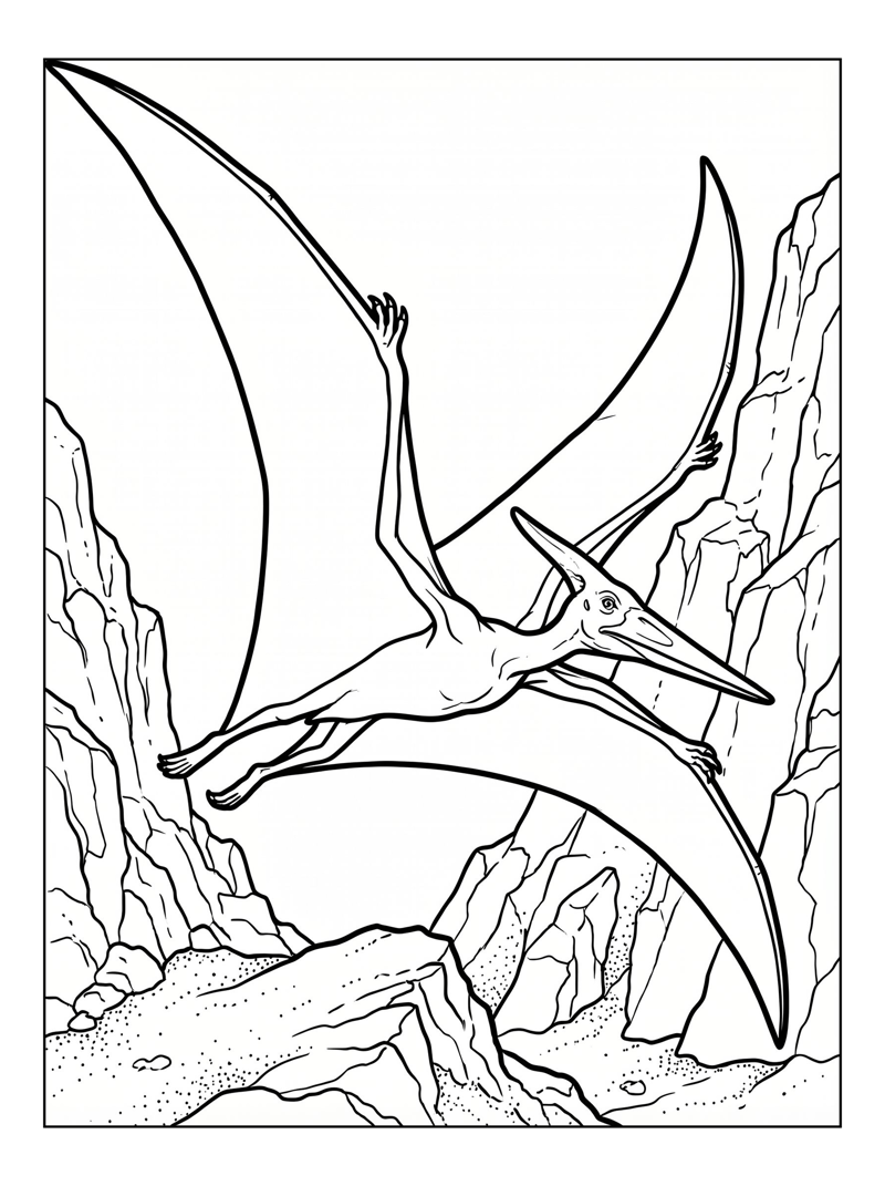Pterodactyl Gliding By Rocky Outcrop