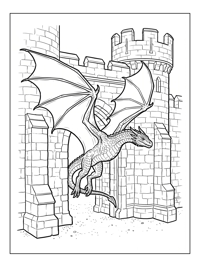 Wyvern Gliding By Stone Castle