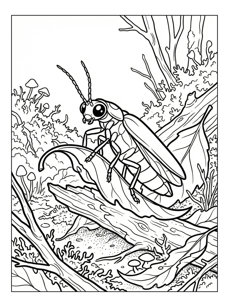 Firefly Resting On Forest Floor