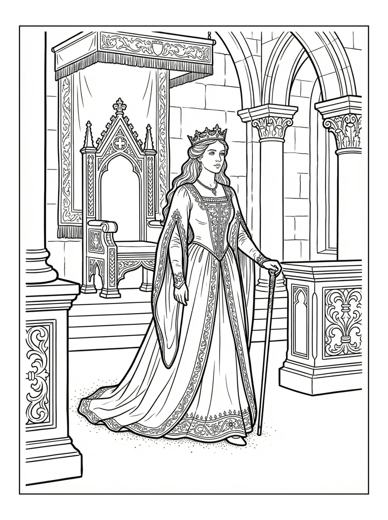 Royal Princess Strolling In Throne Room