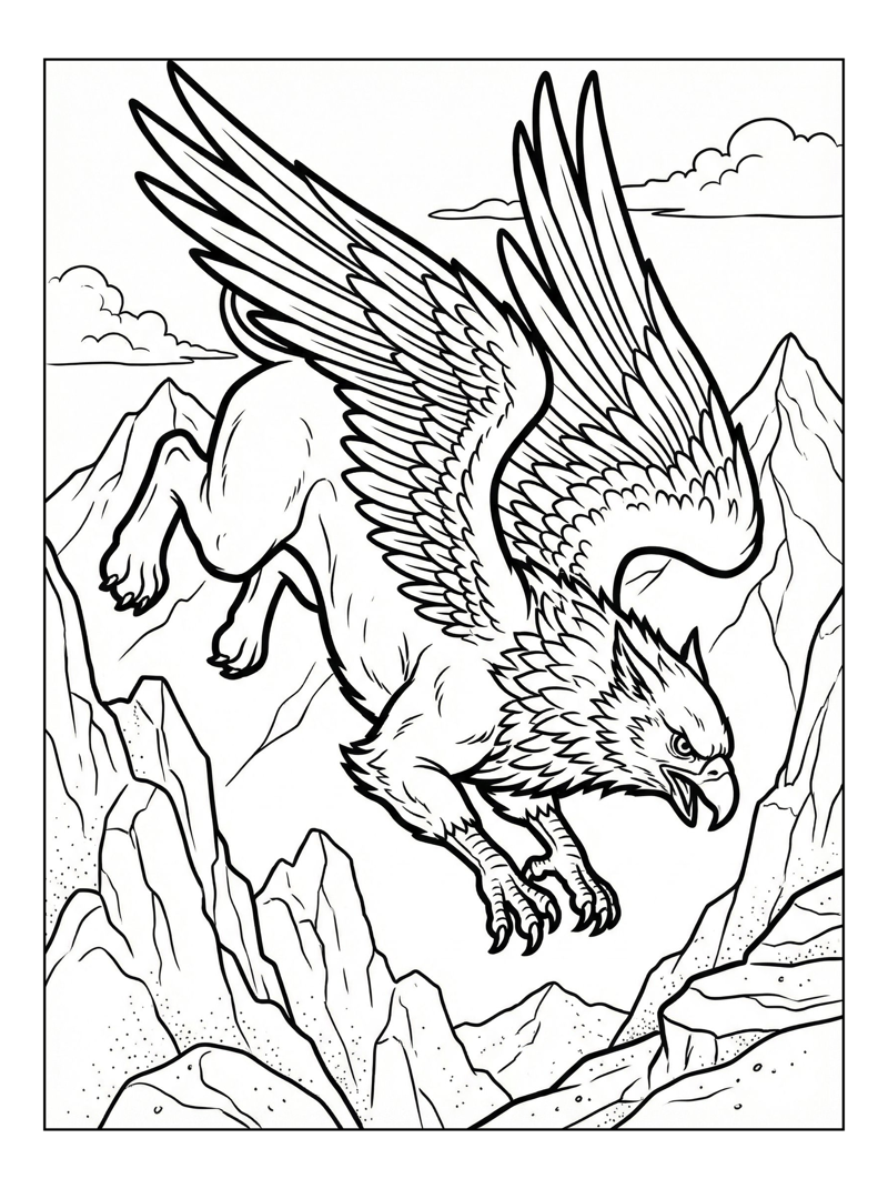 Griffin Diving Through Mountain Peaks