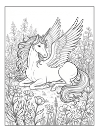 Alicorn Resting In Flower Garden