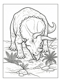 Triceratops Nuzzling Riverbank Plants