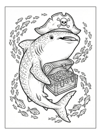 Whale Shark Holds Treasure Chest Pirate Hat