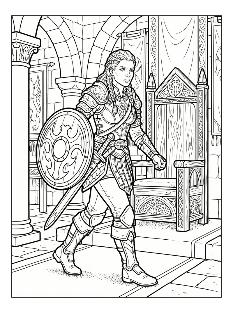 Shield Maiden Patrolling Throne Room