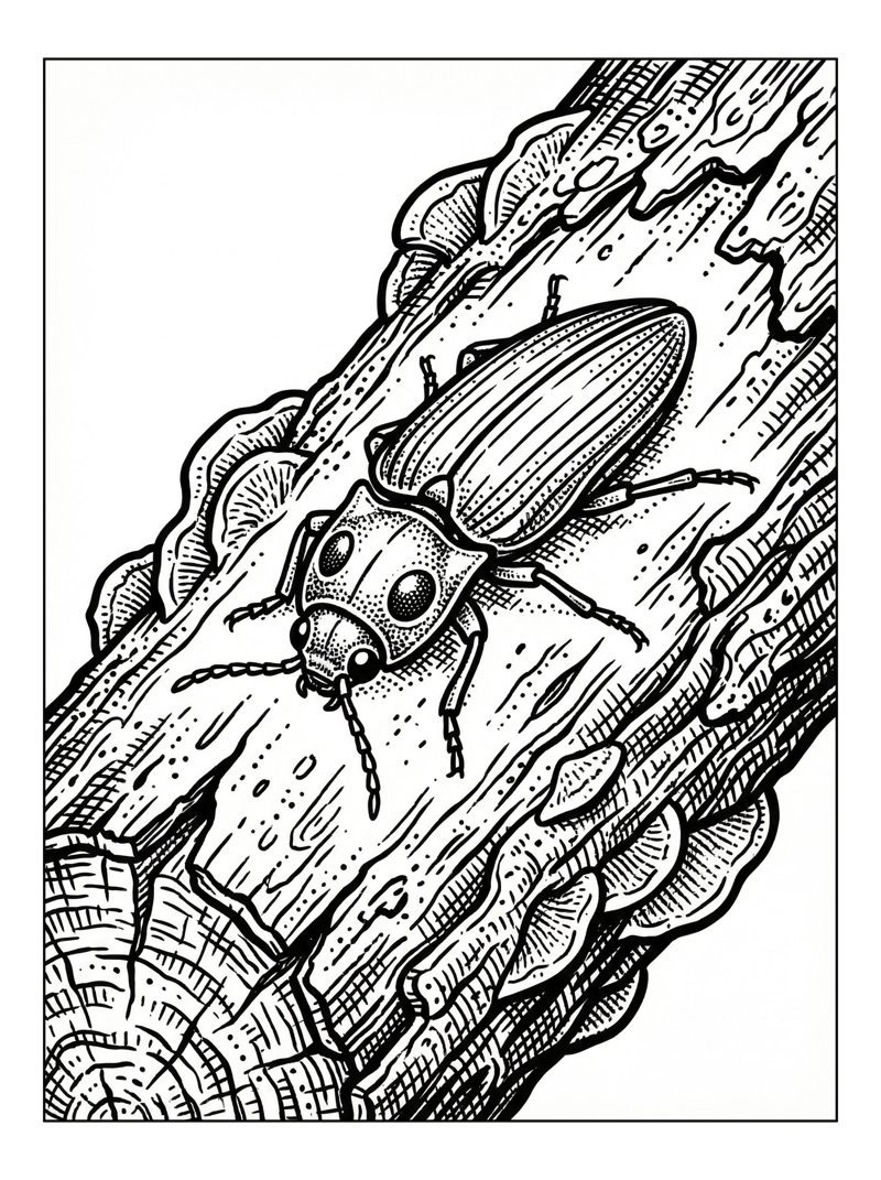 Click Beetle Rests On Decaying Log