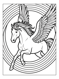 Pegasus Flying Through Rainbow Circle