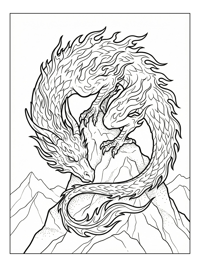 Fire Dragon Coiled On Mountain Peak
