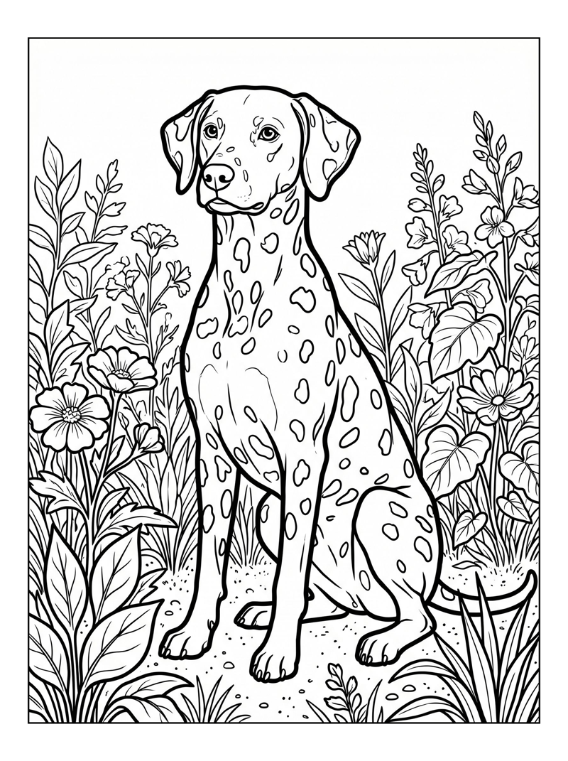 Dalmatian Dog Sitting In Garden