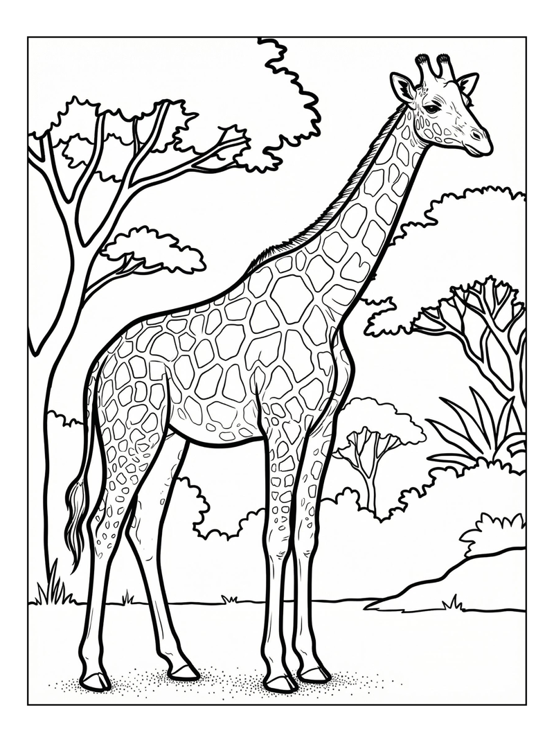 Giraffe Standing In Safari Park