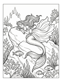 Mermaid Princess Napping On Undersea Rock