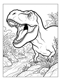 Tyrannosaurus Roaring On Riverbank