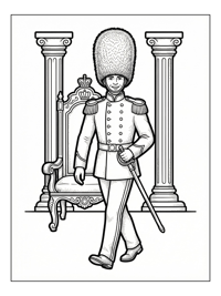 Royal Guard Walks With Throne Pillars