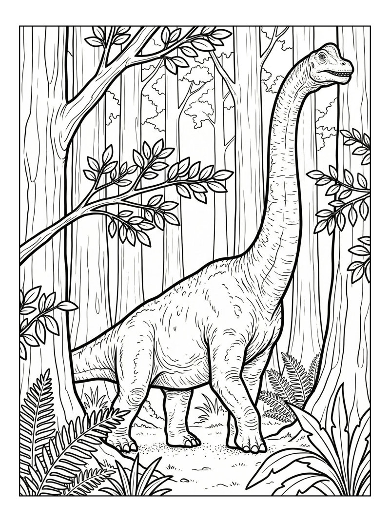 Brachiosaurus Walking In High Tree Canopy