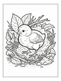 Baby Chick Dust Bathing In Barnyard