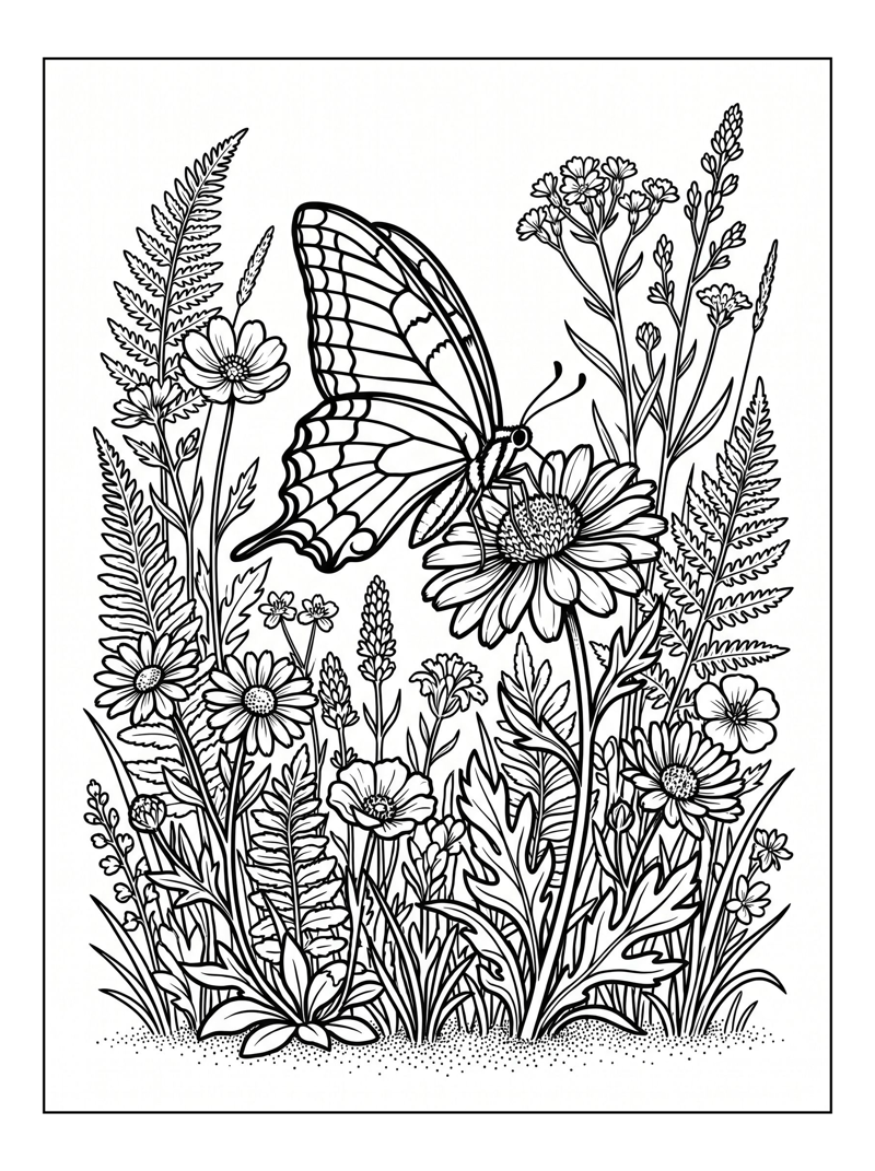 Swallowtail Butterfly Pollinating Wildflower