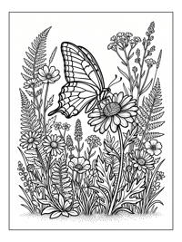 Swallowtail Butterfly Pollinating Wildflower