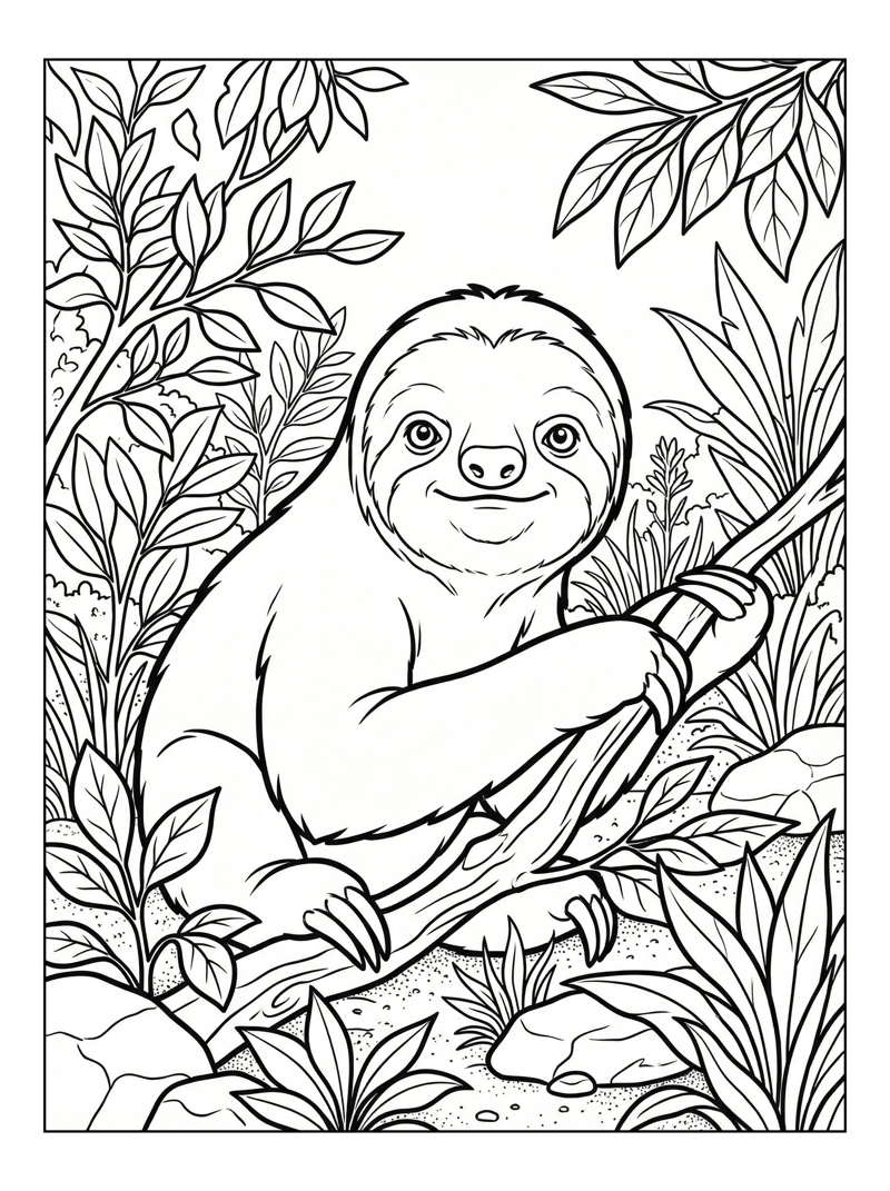 Two-toed Sloth Holding Branch River Bank