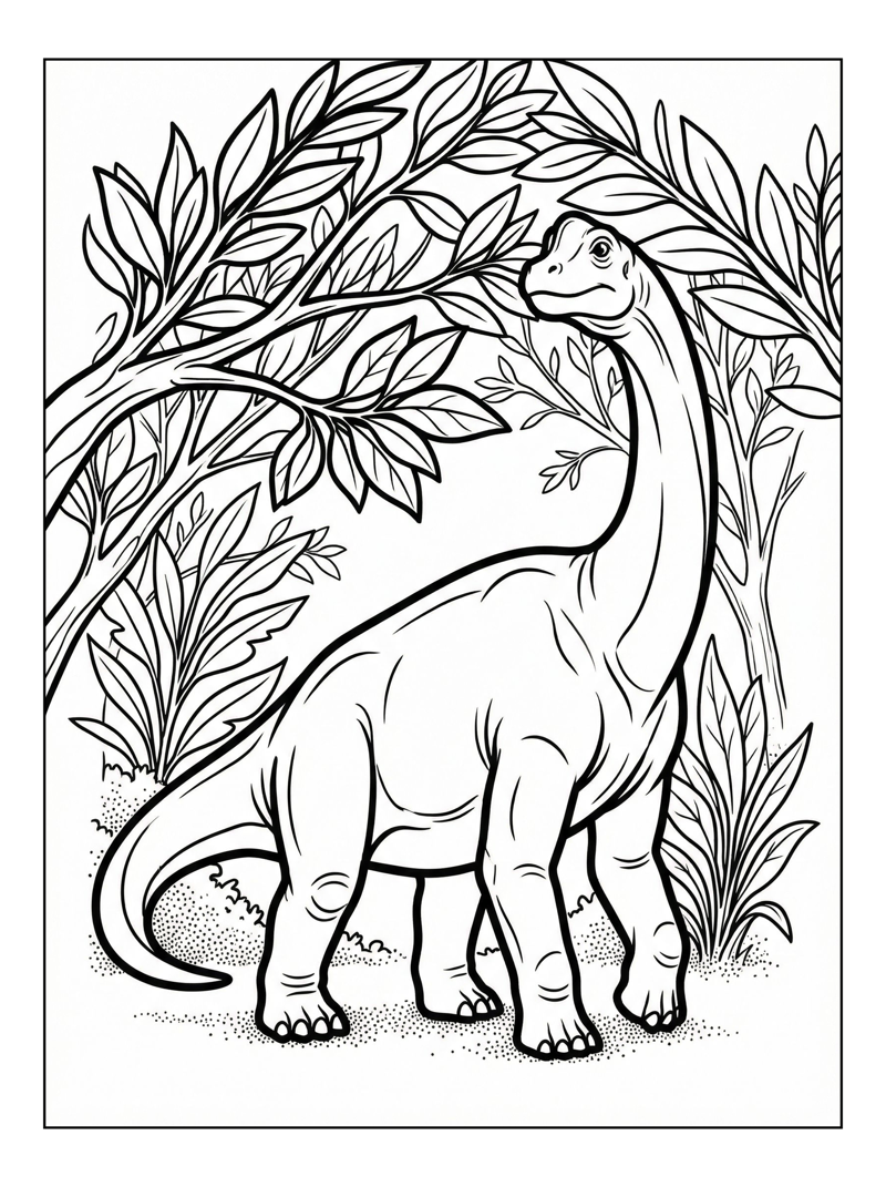 Brachiosaurus Among Forest Trees