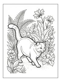 Cat Exploring Sunlit Garden