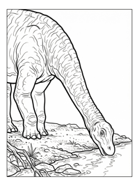 Brachiosaurus Drinking At River Bank