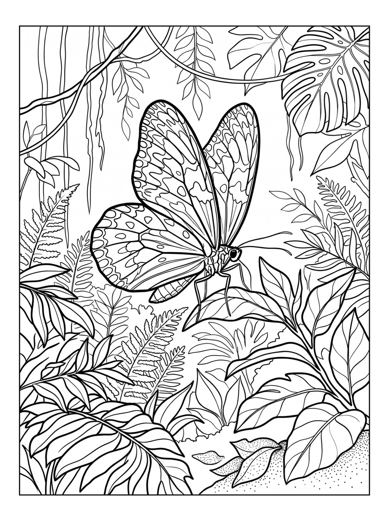 Paper Kite Butterfly Perched In Rainforest