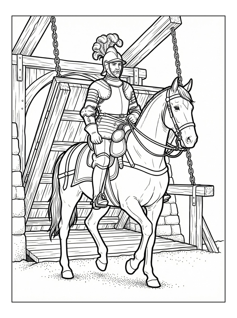Knight On Horse Near Drawbridge