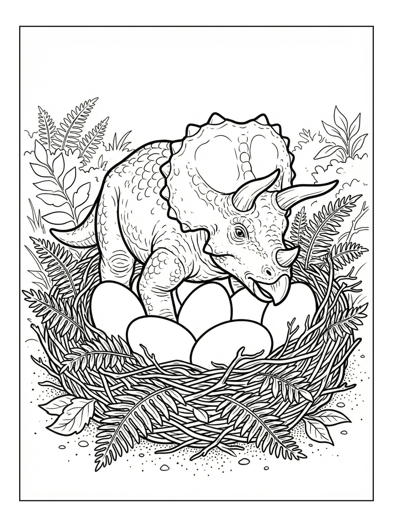 Baby Triceratops Nuzzling Nesting Grounds