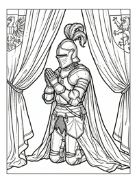 Knight Kneeling In Tournament Tent