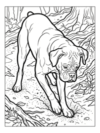 Boxer Dog Digging Woodland Trail