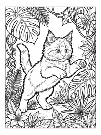 Fluffy Kitten Leaping Tropical Jungle