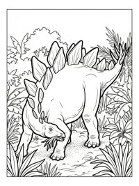 Stegosaurus Foraging In Jungle Clearing