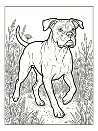 Boxer Dog Running Through Meadow