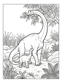 Brachiosaurus Family Browsing River Bank