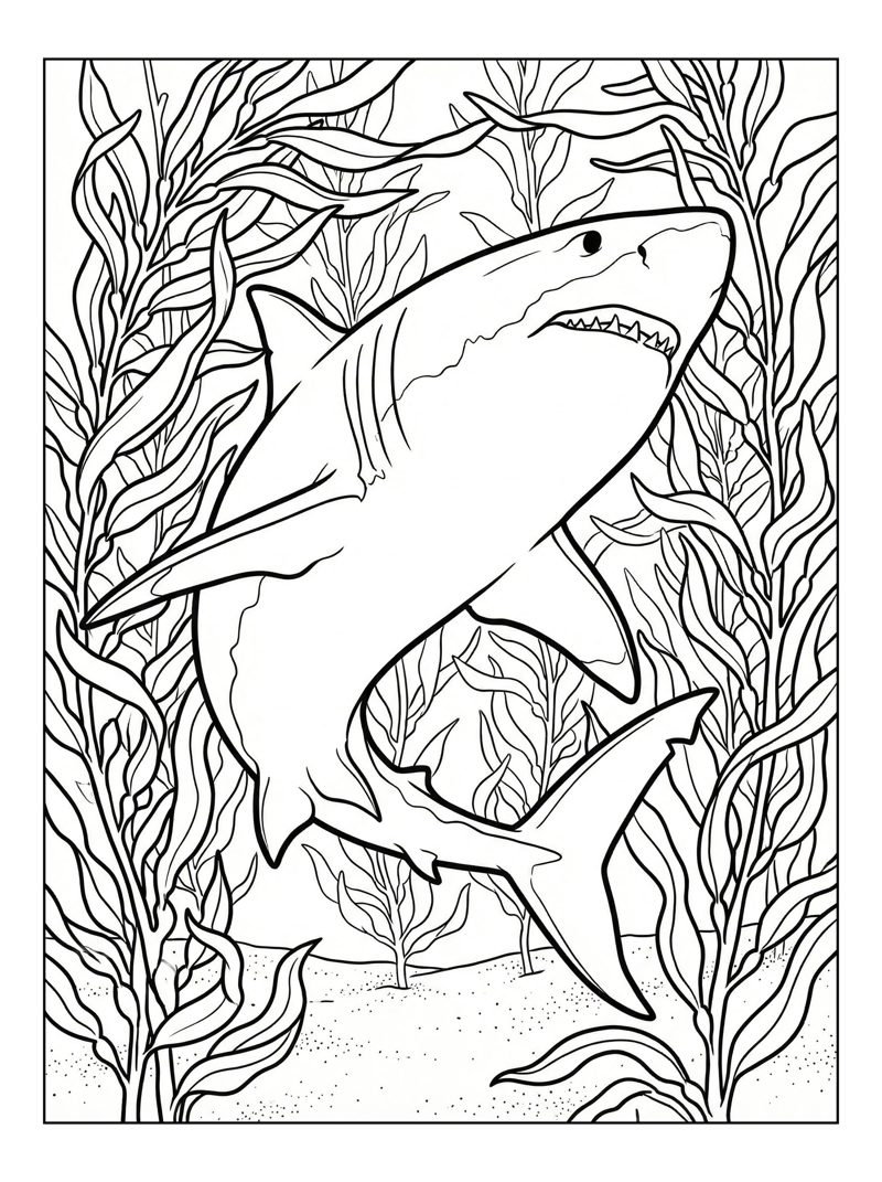 Great White Shark Hunting Kelp Forest
