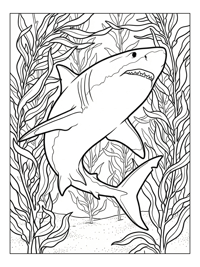 Great White Shark Hunting Kelp Forest
