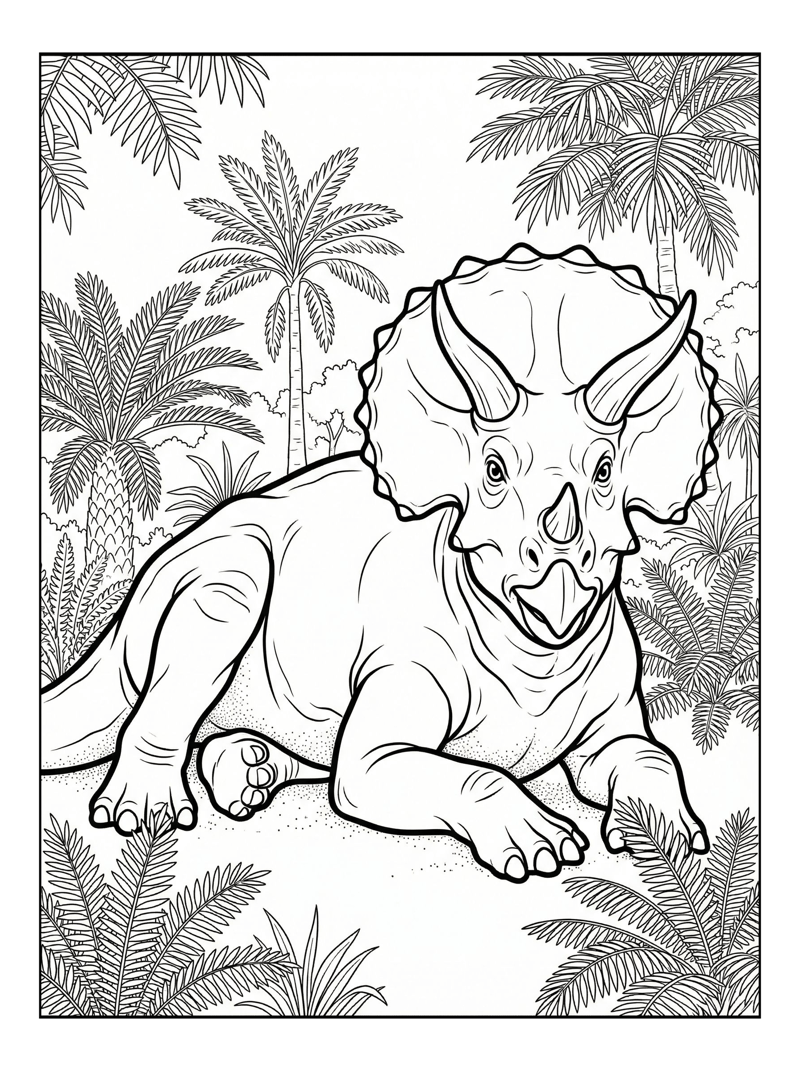 Triceratops Resting In Cretaceous Forest