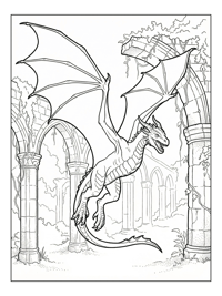 Wyvern Flying Through Ancient Ruins