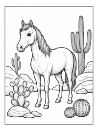 Horse Stands In Desert Landscape